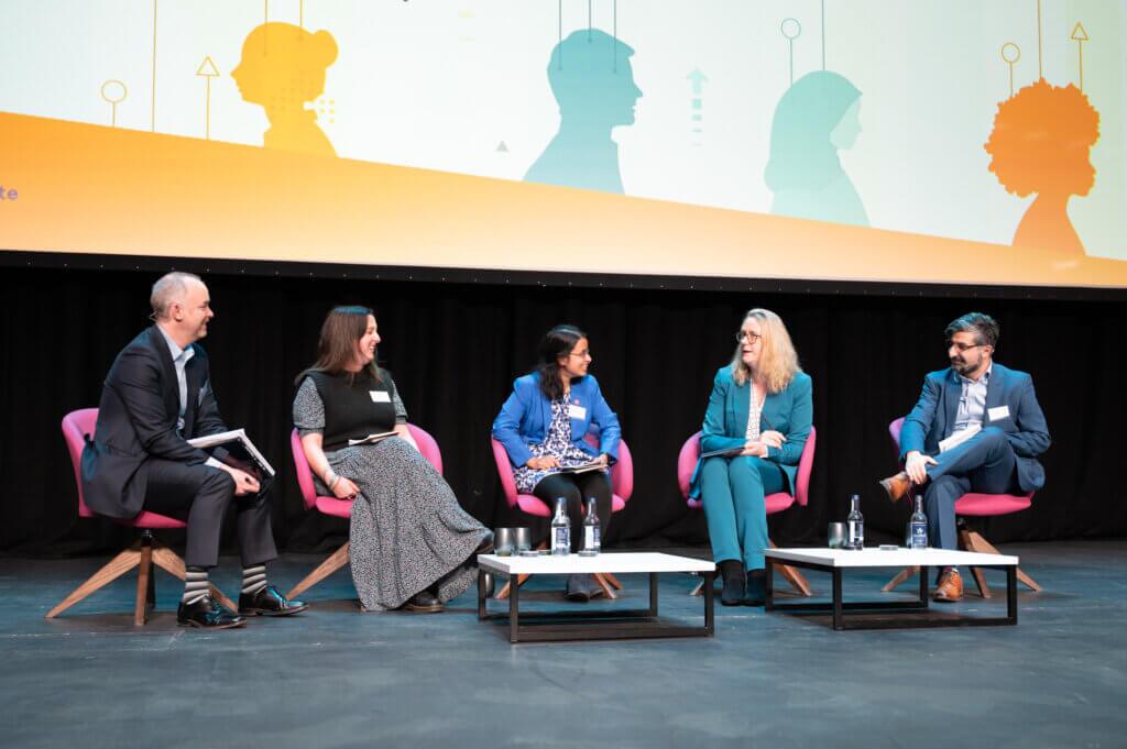 Five person panel session with diversity background 